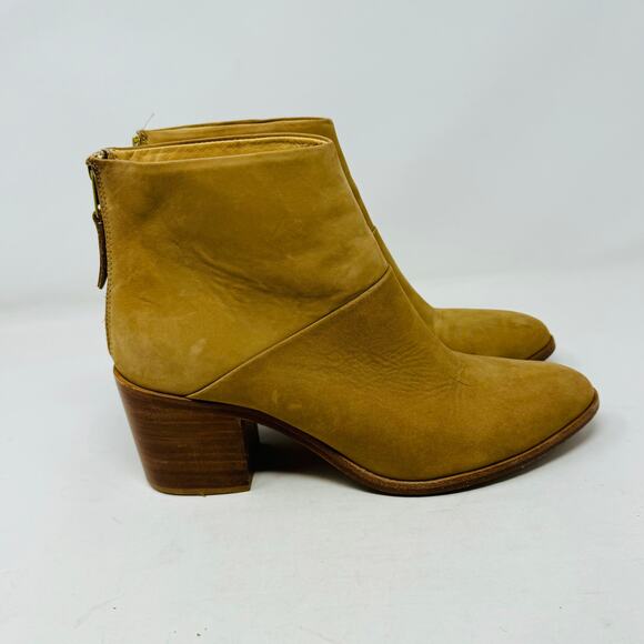 Nisolo Dari Ankle Boots Tan Leather Zip Stacked Heel Almond Toe Size 10 - Picture 7 of 16